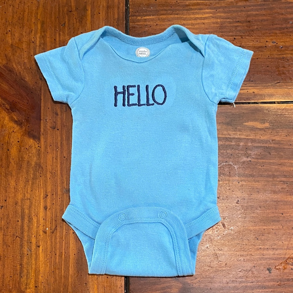 Wonder Nation Light Blue 'Hello' Bodysuit